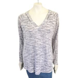 DRESSBARN Lightweight V-neck Pullover Hoodie Sweater in Space dye SZ M